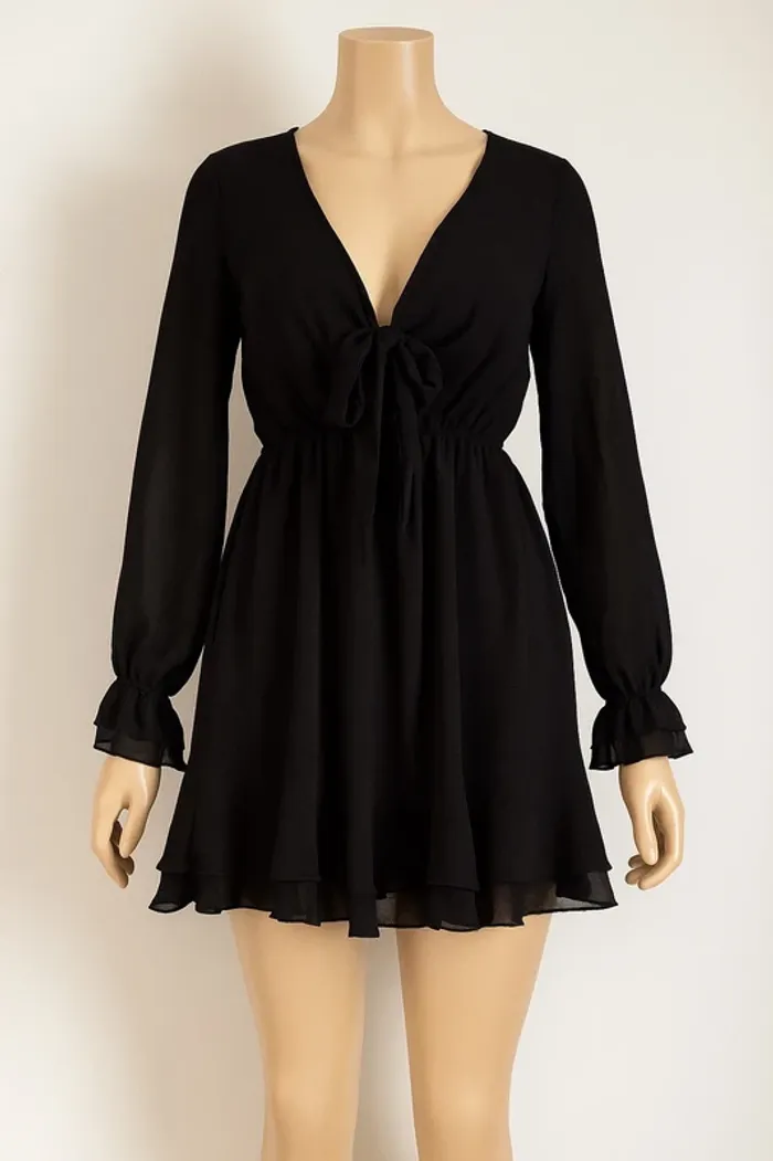 Robe noir manche longue taille xs-34