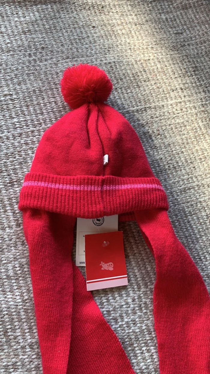 Bonnet écharpe taille 1 0-6 mois motif mignon pompon - photo numéro 5