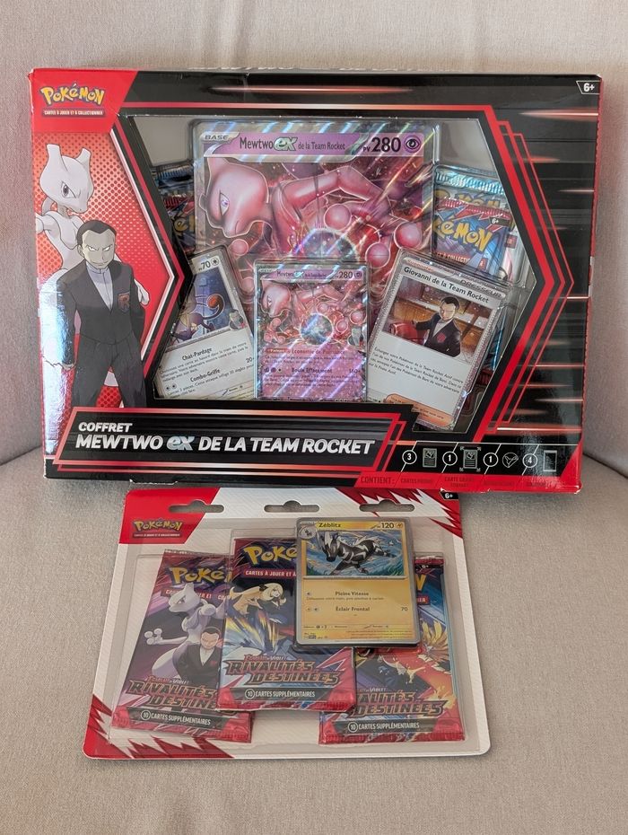 Lot Pokémon Rivalités Destinées EV10 Tripack et Coffret Mewtwo Team Rocket Fr