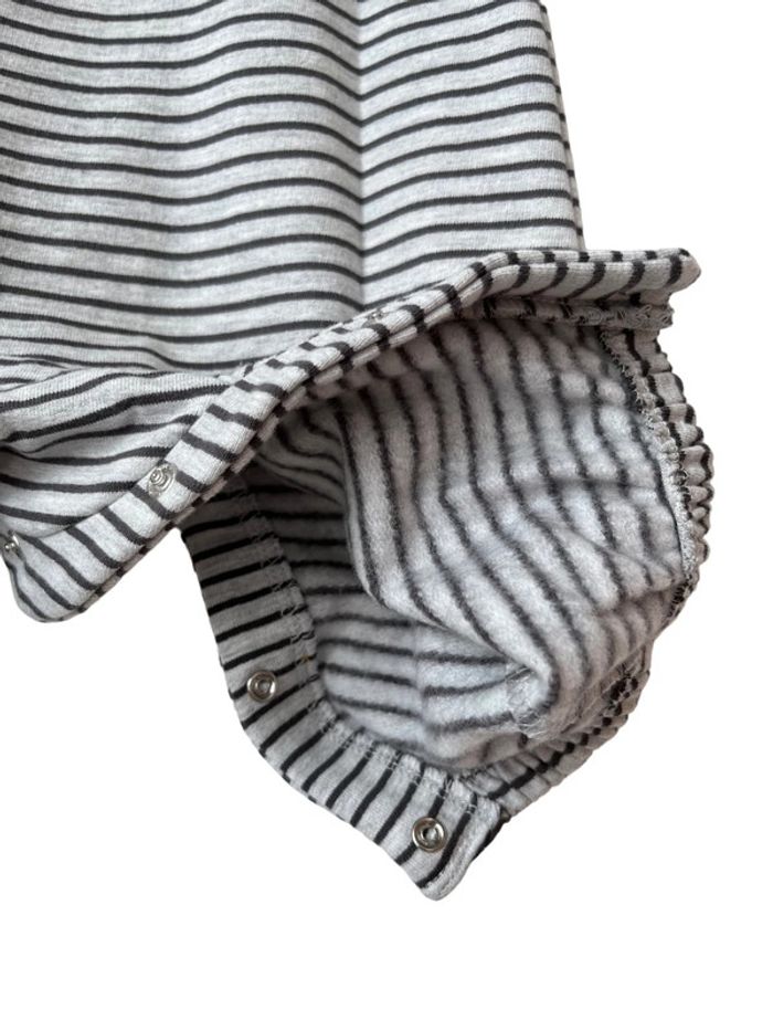 (NEUF) Salopette stretch rayée grise et jaune - DPAM 12 mois (74cm) - photo numéro 4