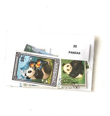 Lot de 25 timbres pandas