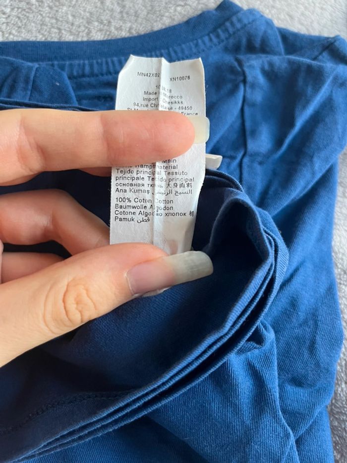 T-shirt bleu foncé avec motif gris IKKS 16 ans 100% coton - photo numéro 5