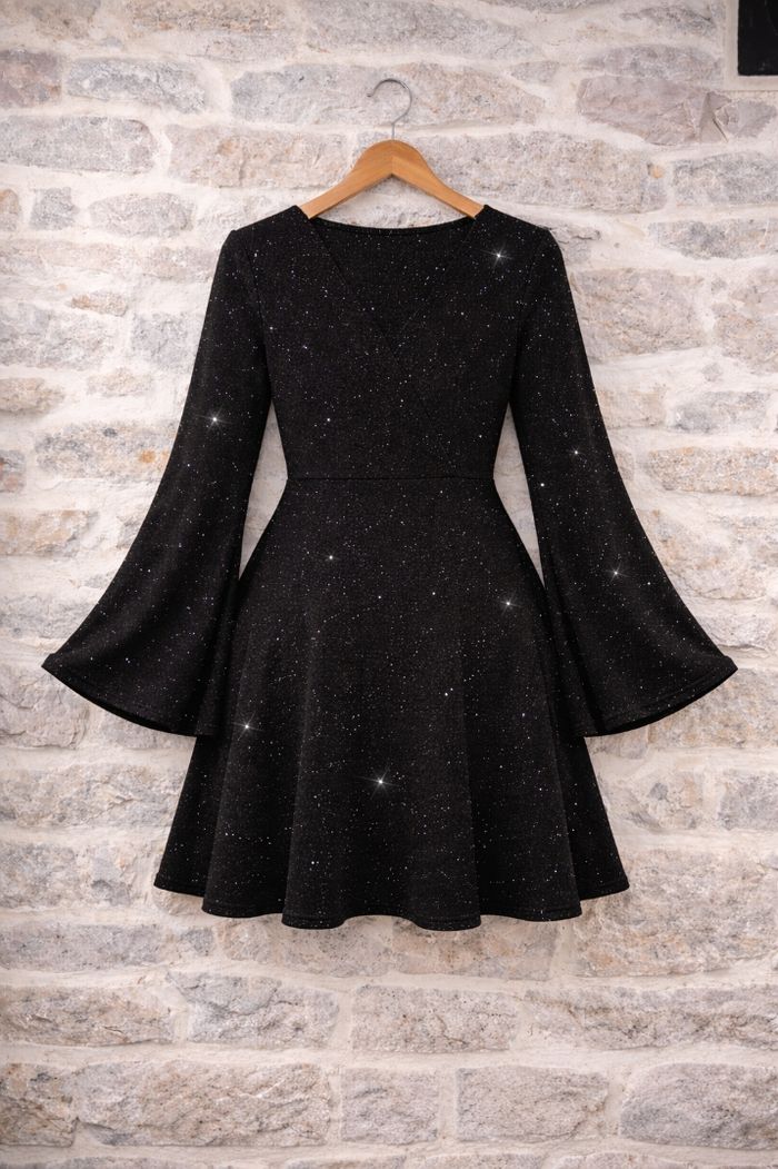 Robe de soirée patineuse scintillante noire pailleté argenté Femme taille 54 marque Boohoo 💍 - photo numéro 8
