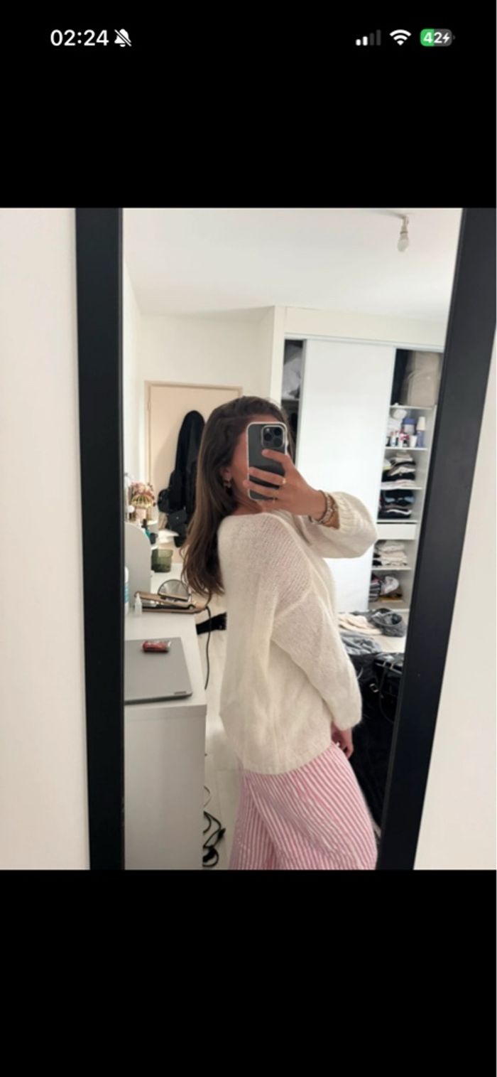 Pull blanc en maille boutique île de ré – coupe loose & féminin - photo numéro 5