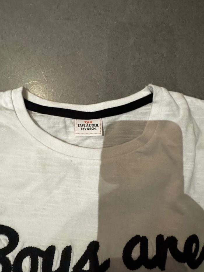 T shirt manches longues - Tape à l’œil - Boys are perfect / Make it happen - Blanc - 8 ans - photo numéro 2