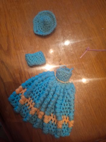 Ensemble laine bleu orange