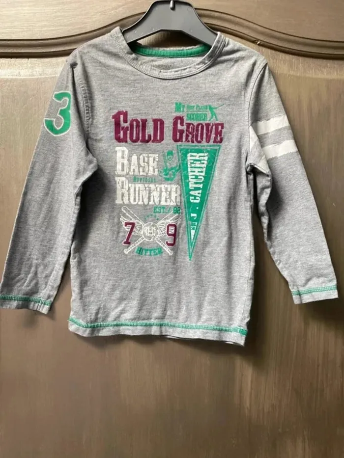 T-shirt gris et vert manche longue Orchestra 5 ans - photo numéro 4