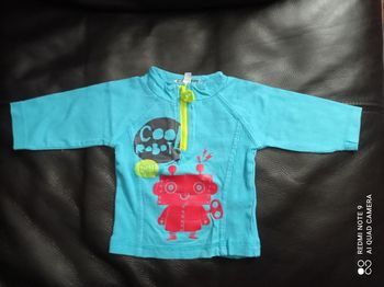 T-shirt manches longues zippé, Mini gang, taille 3 mois NEUF