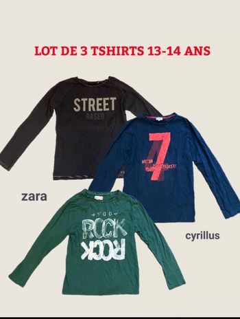 Lot de 3 tshirts manches longues garcon 13-14 ans zara cyrillus