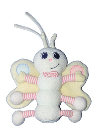 Peluche doudou papillon Luminou – luminescent, brille dans le noir, avec grelot – 25 cm