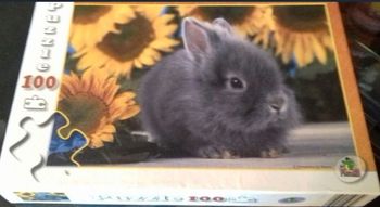 Puzzle vintage petit lapin 🐰 et tournesols 🌻 100 pièces Playland