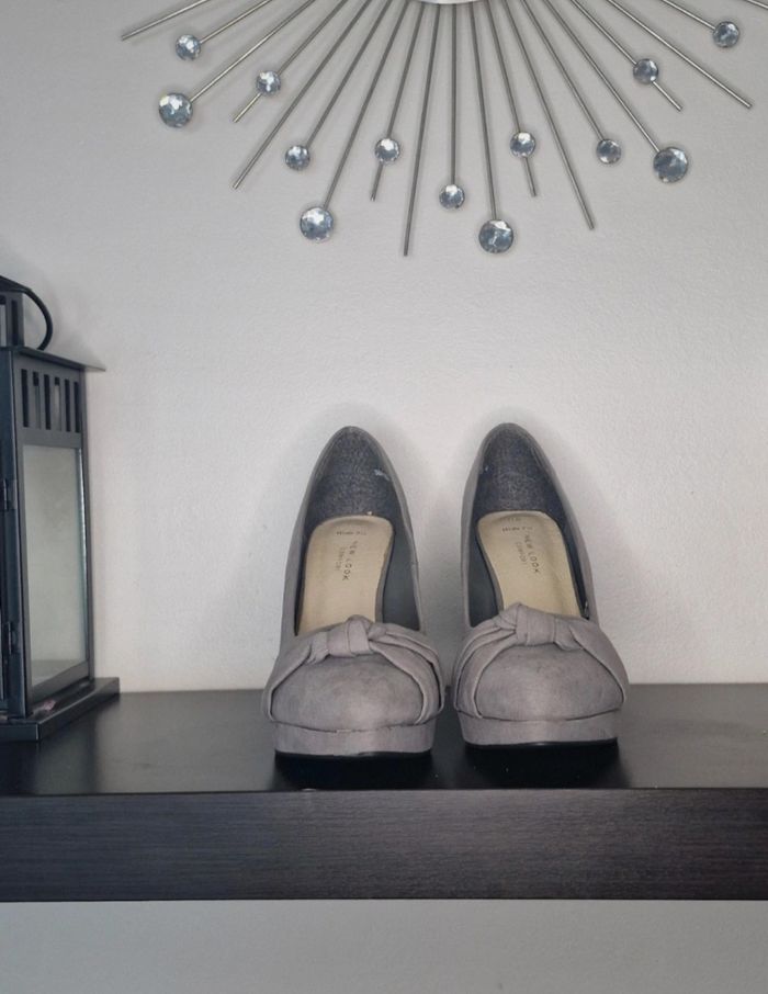 Escarpins talon plateforme gris newlook - photo numéro 2