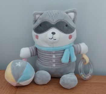Doudou peluche d'activités raton laveur - Mots d'enfants