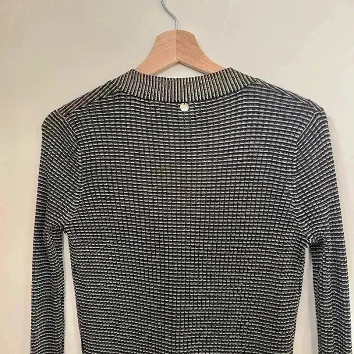 Robe pull gilet Liu Jo T.40 noir et blanc, maille stretch, col V profond chic et près du corps V025 - photo numéro 6