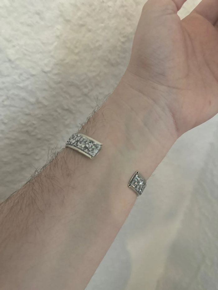 Bracelet manchette opale glitter paillette argent irridescent - photo numéro 2