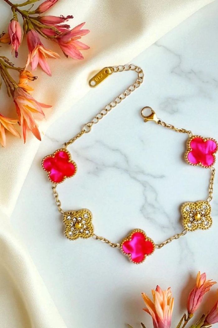Lot de 5 bracelets en acier inoxydable 18K trèfle 1,2cm porte-bonheur 🍀 résistant à l'eau