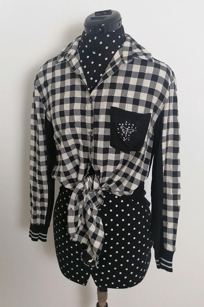 Chemise longue carreaux noir blanc Taille S La Mode est à Vous - photo numéro 3