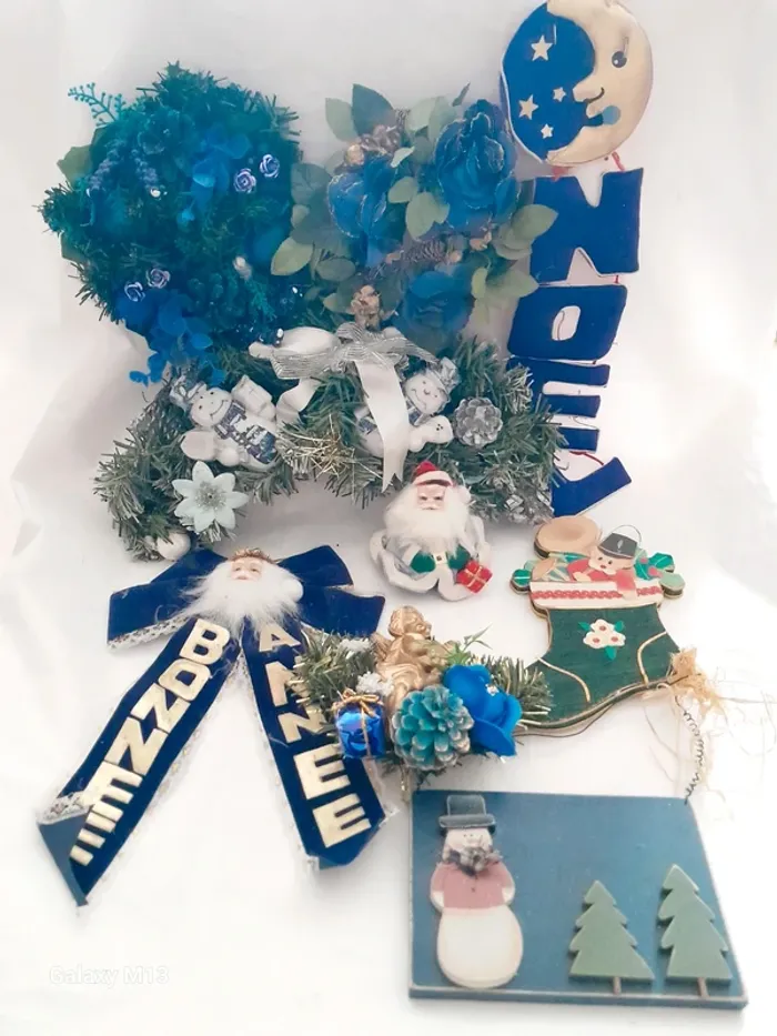 Lot de décorations de Noël bleues