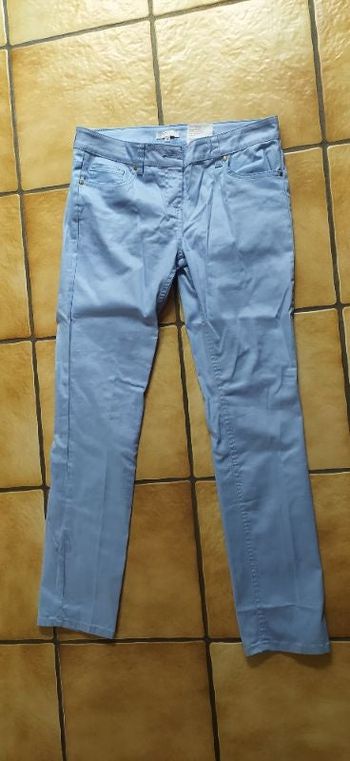 Pantalon femme bleu, effet glaçé, taille 42
