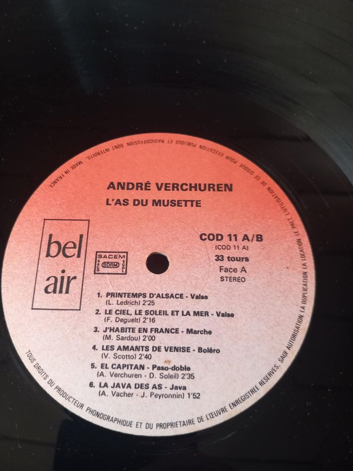 3 33T de André Verchuren l'as du musette - photo numéro 4