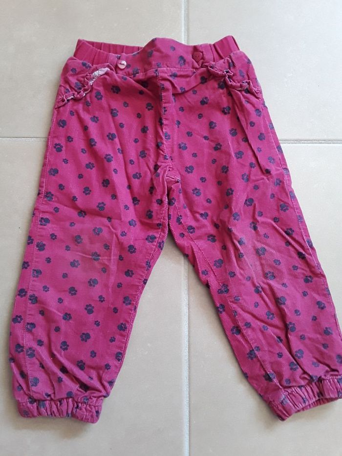Pantalon hiver velours fuschia fille 2 ans LUPILU TBE