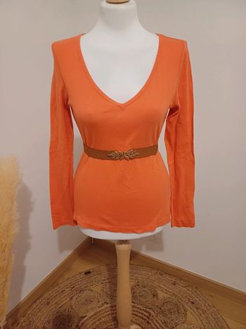 Top orange à manches longues Xanaka taille S 36