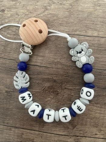 Attache tétine personnalisée ourson