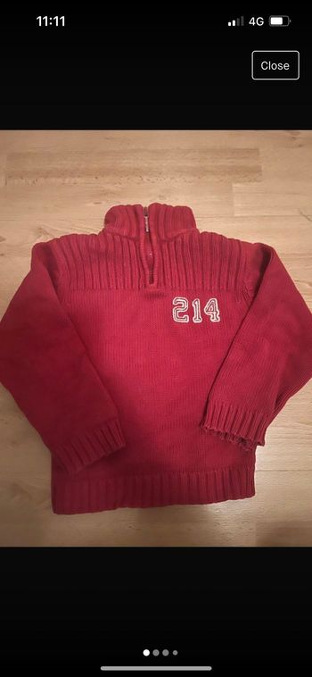 Pull rouge laine okaidi 4 ans