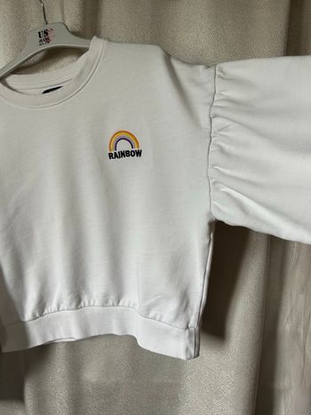 Pull sweat d’été coton blanc arc en ciel 12 ans Kiabi 