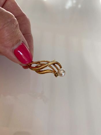 Broche fantaisie vintage perle et strass