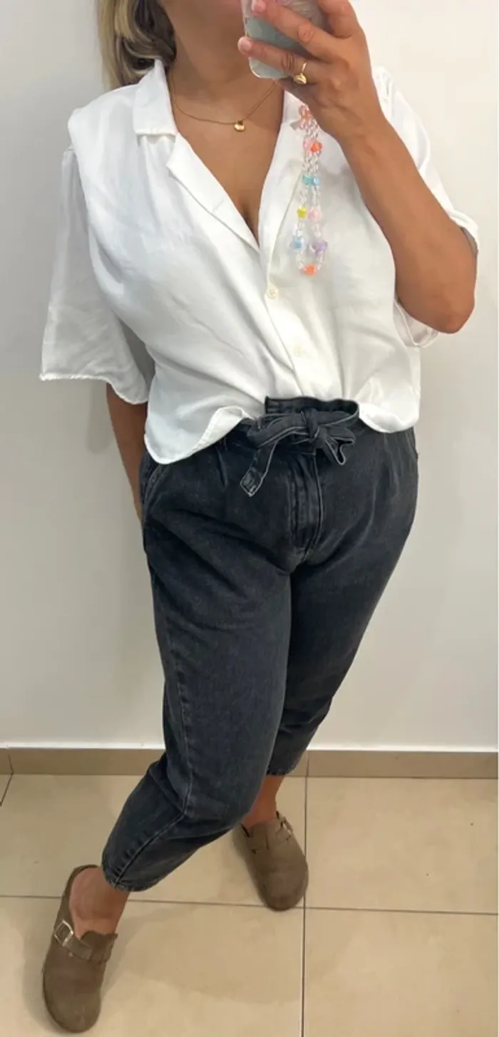 Chemise courte Zara ample blanche Taille M et plus - photo numéro 5