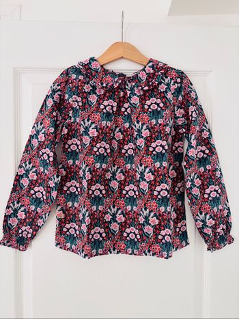 Blouse fille Jacadi 8 ans Liberty Mountain Primrose col claudine petits volants TBE