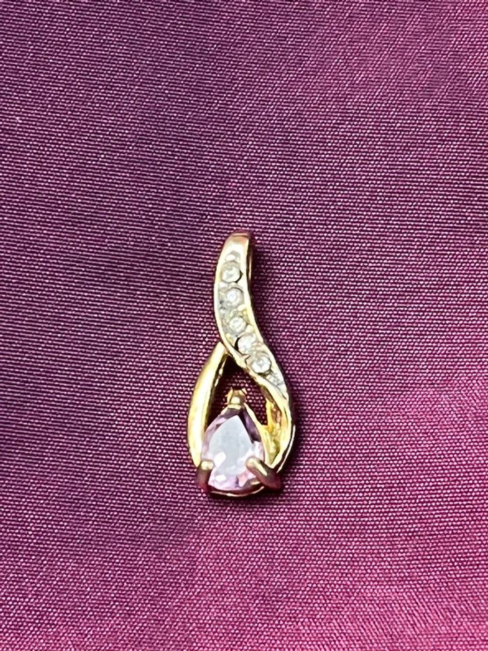 Joli pendentif en métal doré avec pierre violette femme TBE - photo numéro 2