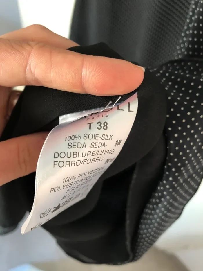 Robe en soie noire à pois Carroll taille 38 - photo numéro 8