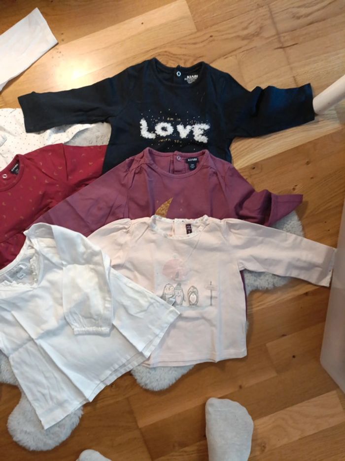 Lot 7 t shirts manche longue 12 mois fille - photo numéro 2