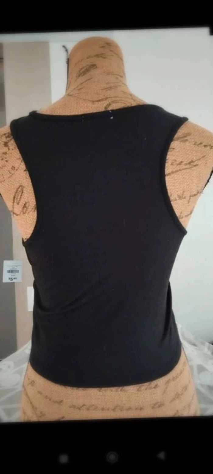 Débardeur top haut  noir  et fleurs  taille  m - photo numéro 6
