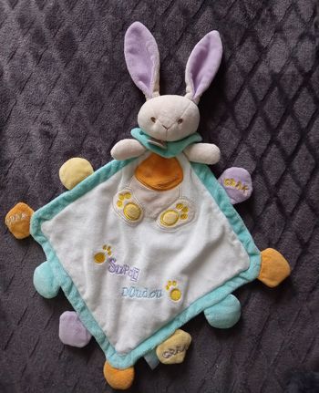 Doudou plat losange -lapin super doudou crak crak - Baby Nat