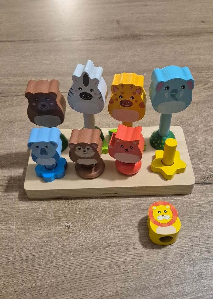 Jouet en bois à empiler animaux - photo numéro 3