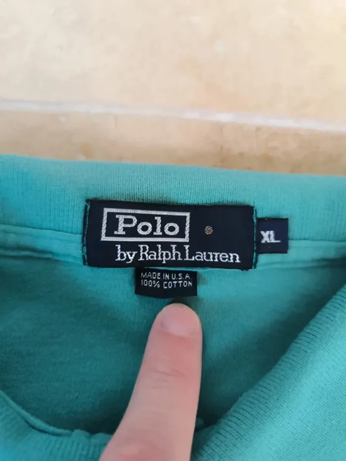 Polo Ralph Lauren homme XL pima coton vert / menthe logo violet excellent état - photo numéro 2