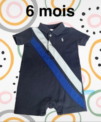 Combishort polo piqué de coton manches courtes 3 mois - Ralph Lauren