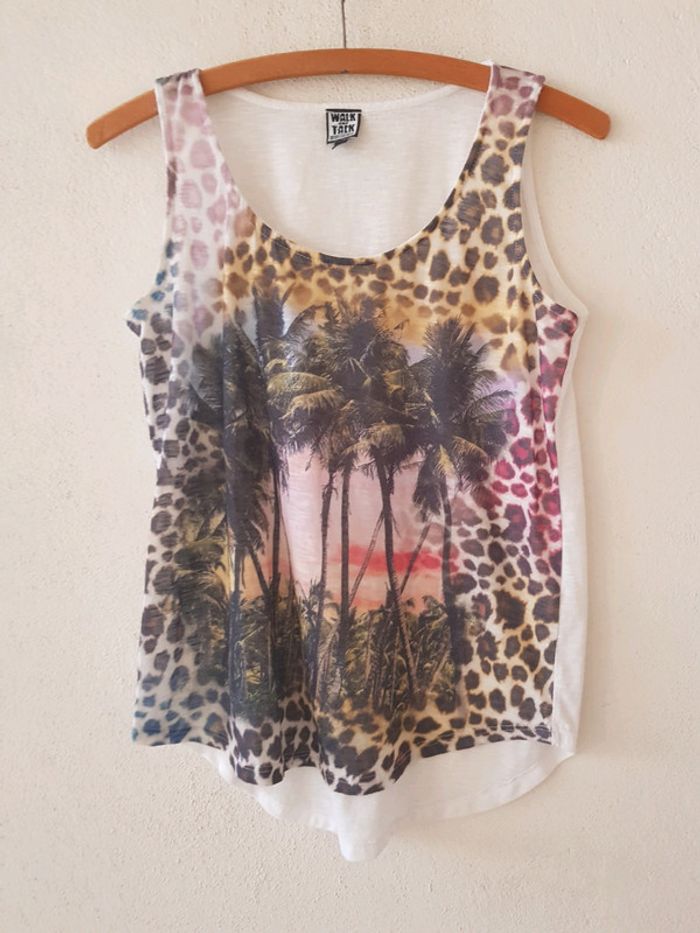 Débardeur imprimé tropical blanc