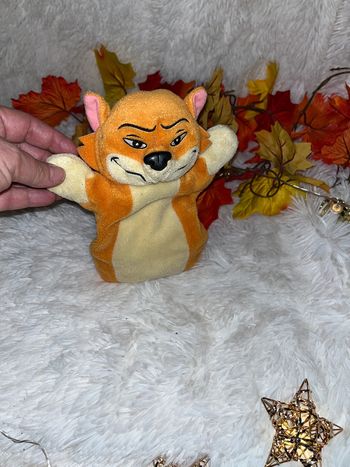 Doudou marionnette renard Édition Atlas Jeunesse Goupil le rusé renard marron 21 cm