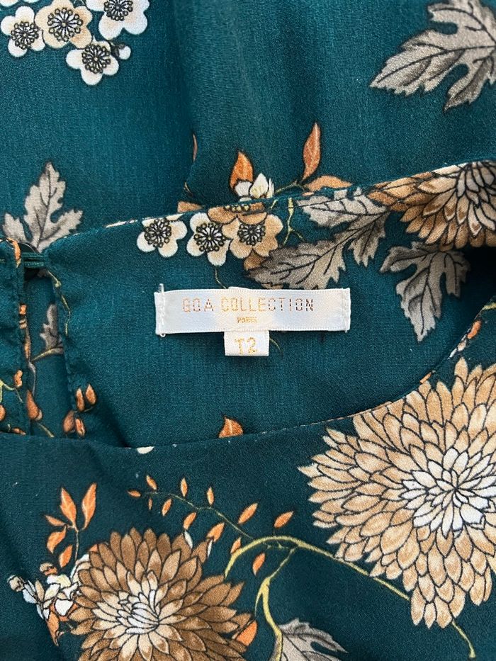 Robe droite manches 3/4 fleurie verte Goa collection - photo numéro 6