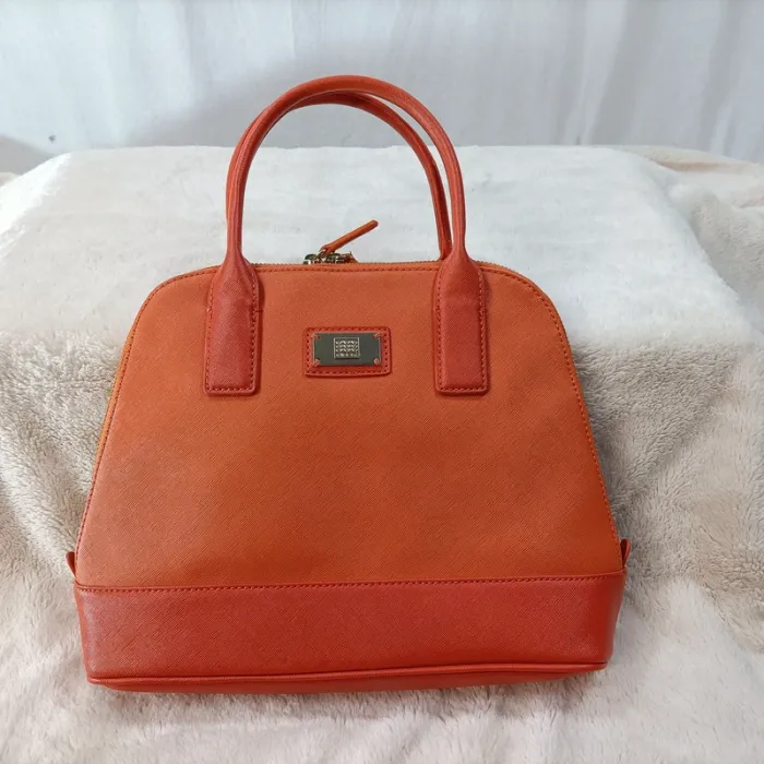 Sac à main et portefeuille orange assortis avec doublure beige compartimentée S034 - photo numéro 2