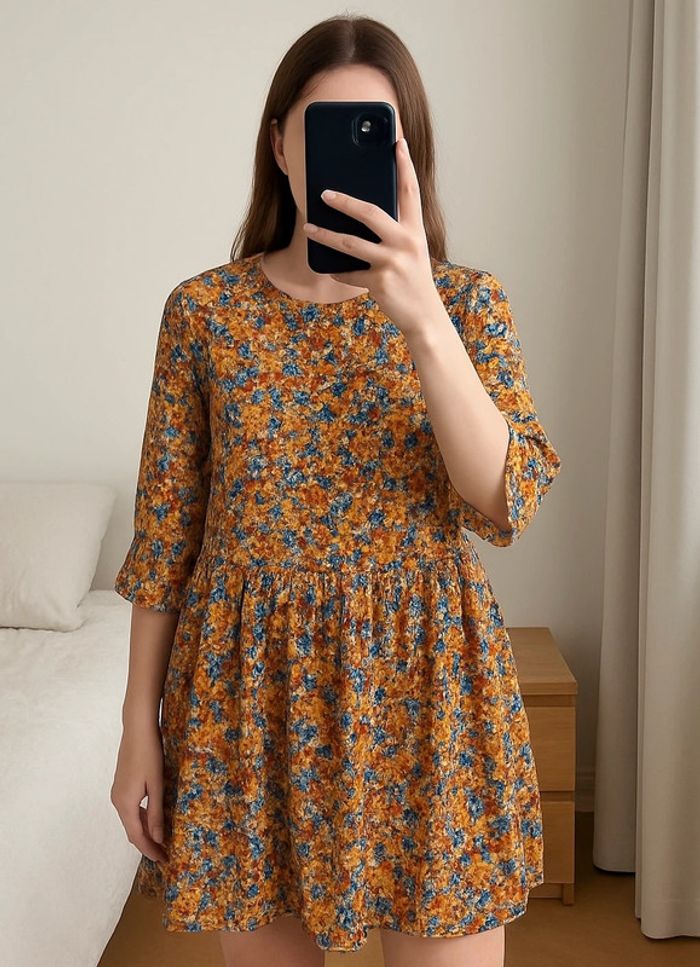 Robe fleurie jaune SAAJ Paris Taille 36 - photo numéro 2
