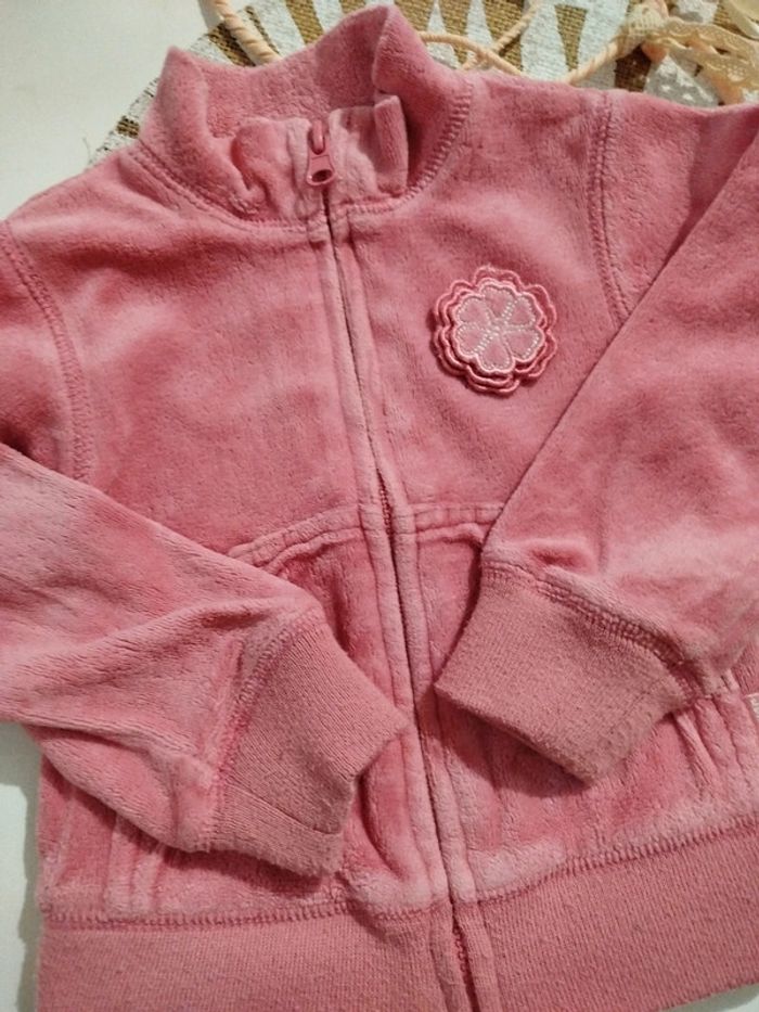 Gilet zippé velours rose fille 2 ans - photo numéro 2