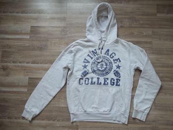 Sweat à capuche blanc "Vintage College" Maxway M