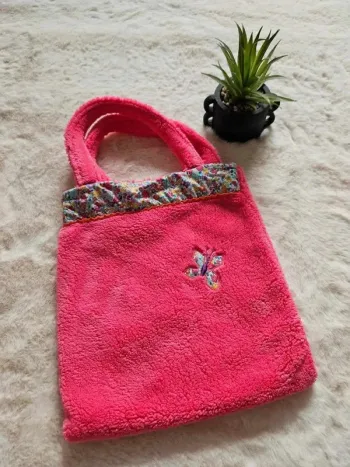 💗💗 Sac enfant Carré Blanc rose papillon 💗💗