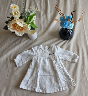 Kiabi Robe Coton Blanc Argenté Très Bon État 3 Mois