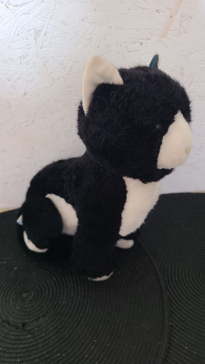 peluche chat noir et blanc marque nounours vintage - photo numéro 7